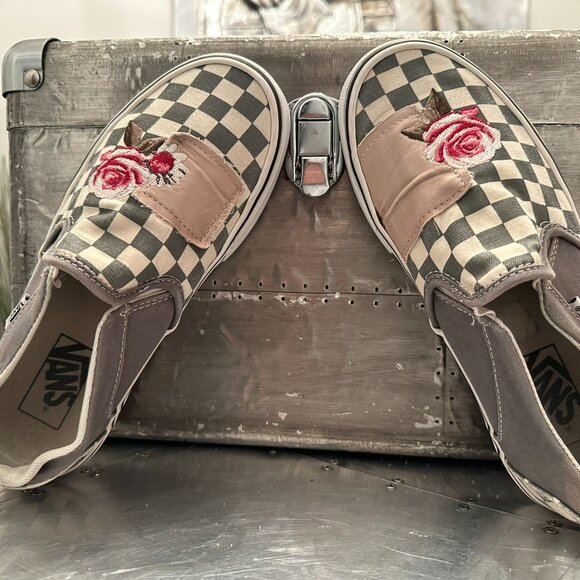 Vans Grey Asher Classic Checkerboard Slip-Ons - Size 7.5 - Picture 5 of 6